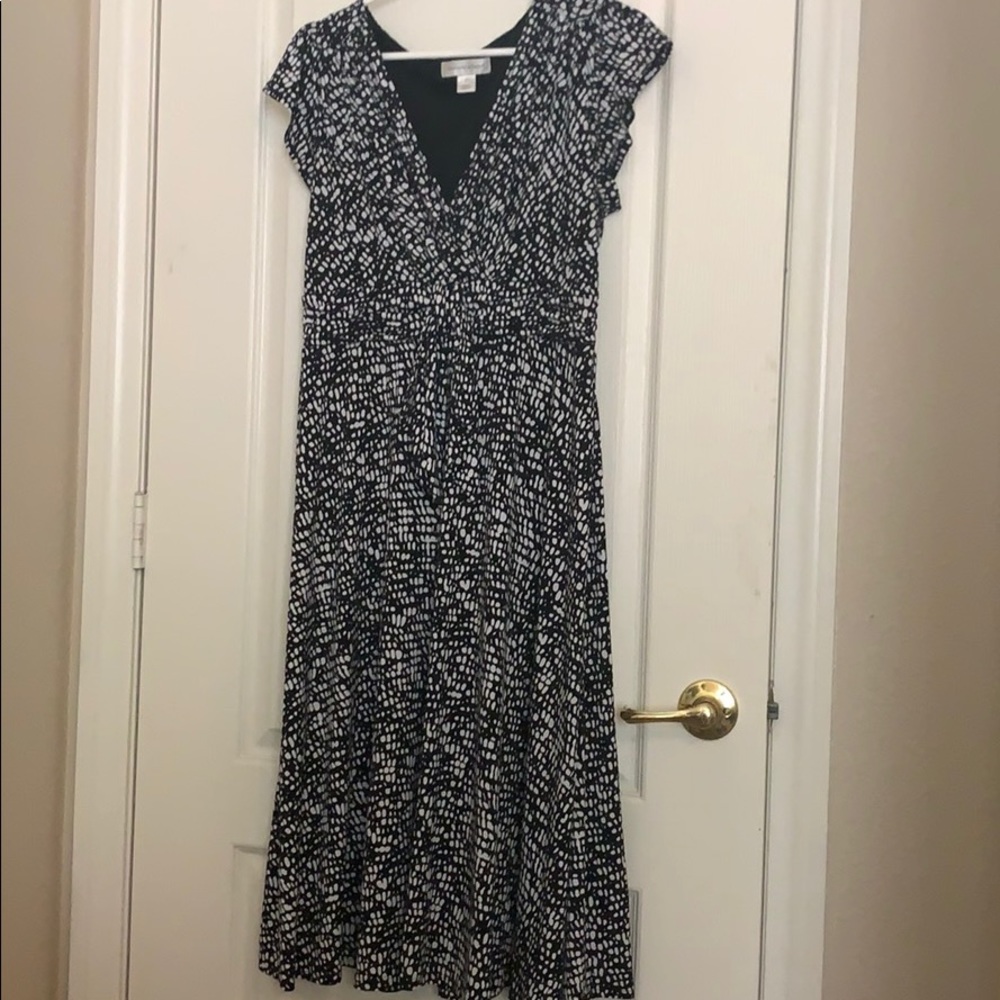 Black and White animal print/polka dot midi dress